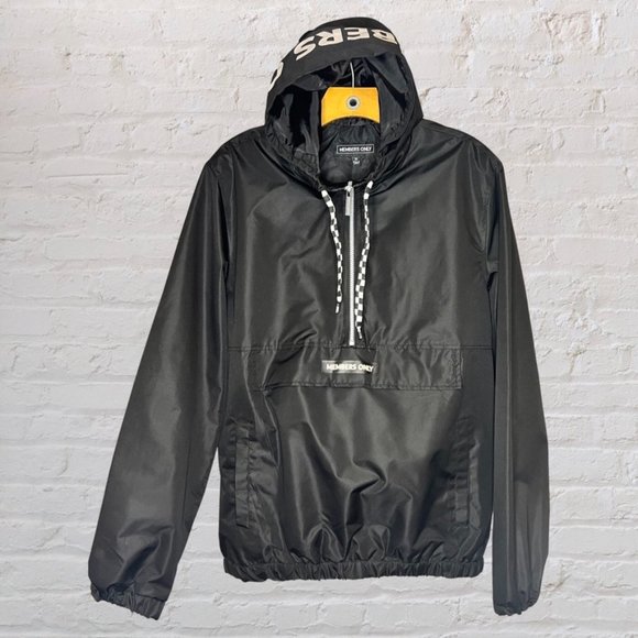 Men's Members Only Black Anorak Windbreaker Jacket with Hood Logo - M. - Picture 1 of 6